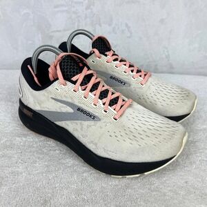 Brooks Ghost 16 Road Running Shoes Womens US 9 Beige Black Ecru Orange Sneakers